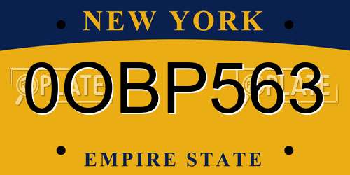 0OBP563 New York License Plate