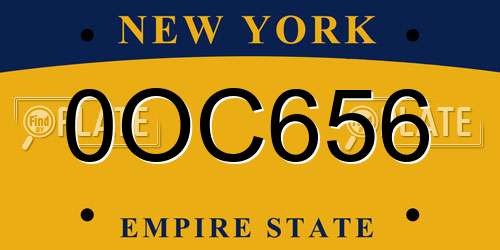 0OC656 New York License Plate