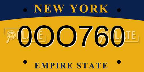 0OO760 New York License Plate