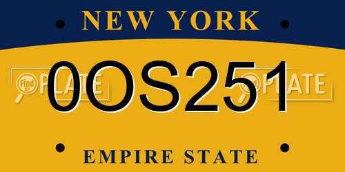 0OS251 New York License Plate