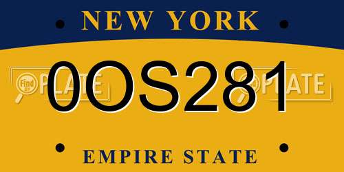 0OS281 New York License Plate
