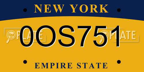 0OS751 New York License Plate