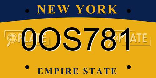 0OS781 New York License Plate
