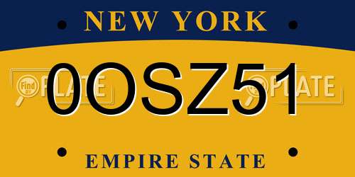 0OSZ51 New York License Plate