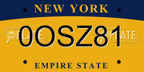 0OSZ81 New York License Plate