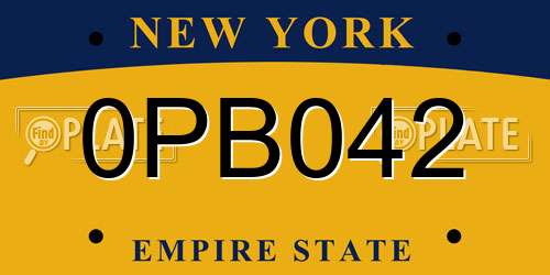 0PB042 New York License Plate