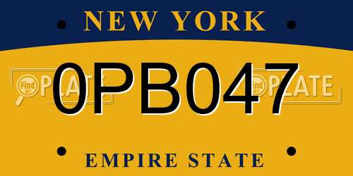 0PB047 New York License Plate