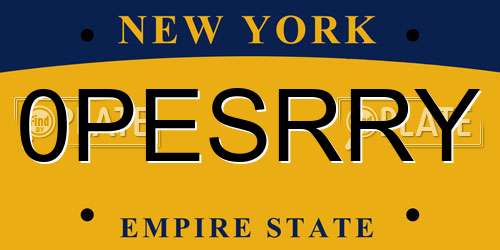 0PESRRY New York License Plate