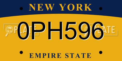 0PH596 New York License Plate