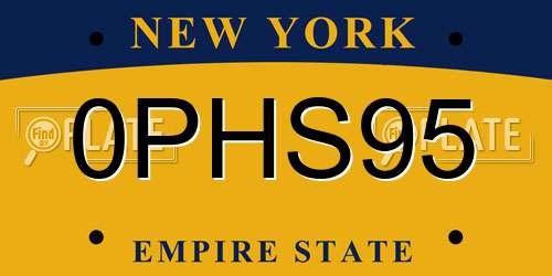0PHS95 New York License Plate