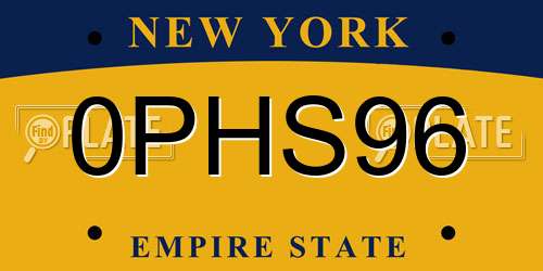 0PHS96 New York License Plate