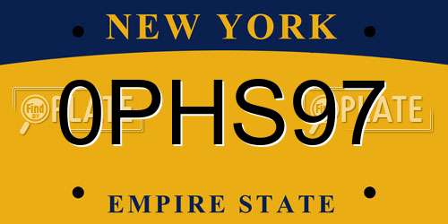0PHS97 New York License Plate