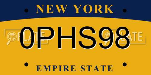 0PHS98 New York License Plate