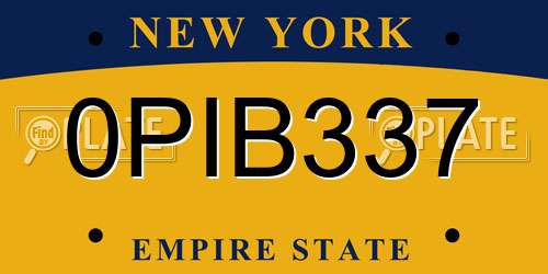 0PIB337 New York License Plate