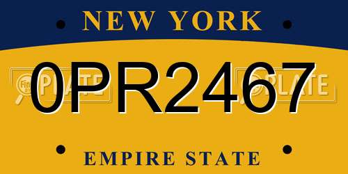 0PR2467 New York License Plate