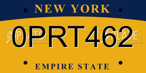 0PRT462 New York License Plate