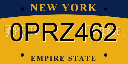 0PRZ462 New York License Plate