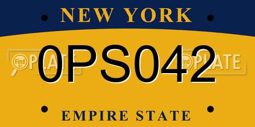 0PS042 New York License Plate