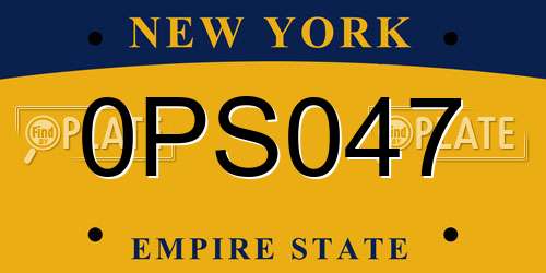0PS047 New York License Plate
