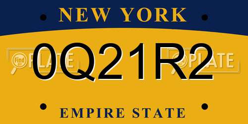 0Q21R2 New York License Plate