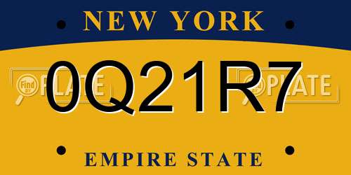 0Q21R7 New York License Plate