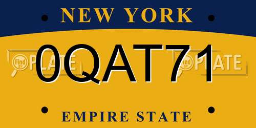 0QAT71 New York License Plate