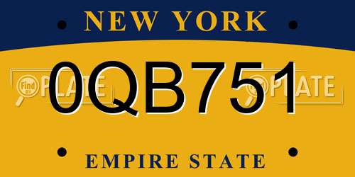 0QB751 New York License Plate