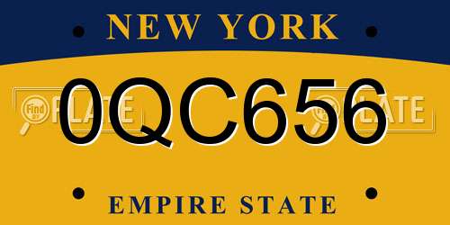 0QC656 New York License Plate