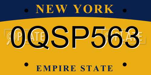 0QSP563 New York License Plate