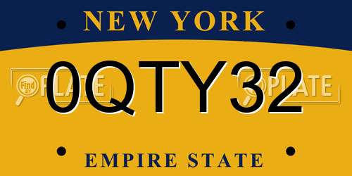0QTY32 New York License Plate