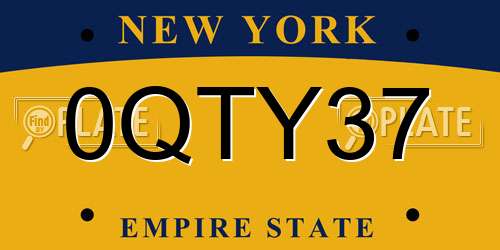 0QTY37 New York License Plate