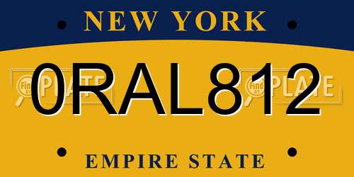 0RAL812 New York License Plate