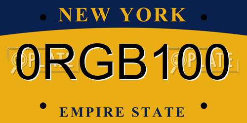 0RGB100 New York License Plate