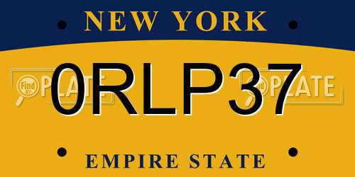 0RLP37 New York License Plate