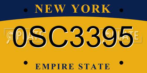 0SC3395 New York License Plate