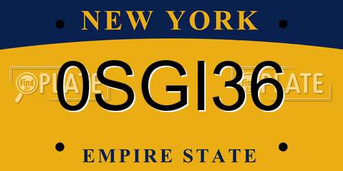 0SGI36 New York License Plate