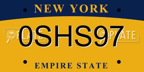 0SHS97 New York License Plate