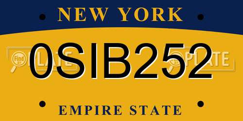 0SIB252 New York License Plate