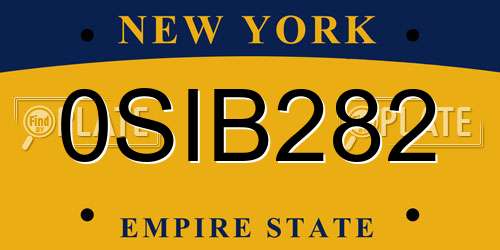 0SIB282 New York License Plate