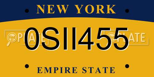 0SII455 New York License Plate