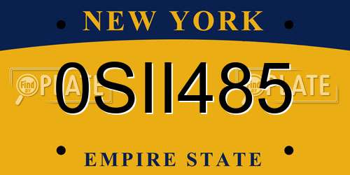 0SII485 New York License Plate