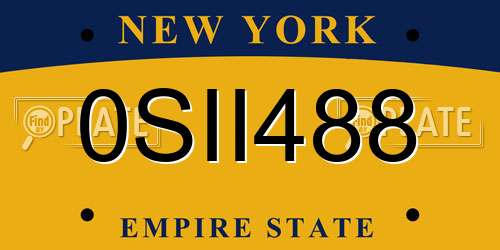 0SII488 New York License Plate