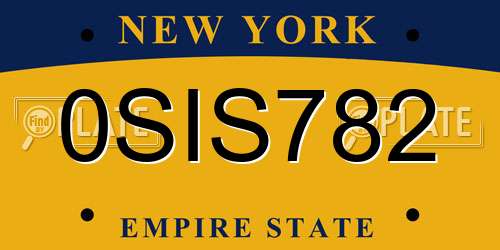 0SIS782 New York License Plate