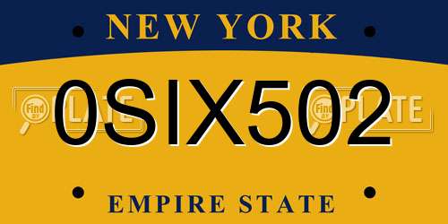 0SIX502 New York License Plate