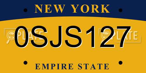 0SJS127 New York License Plate