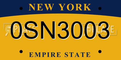 0SN3003 New York License Plate