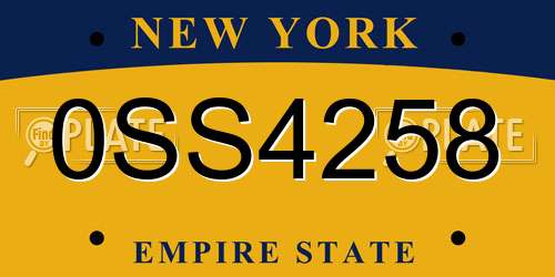 0SS4258 New York License Plate