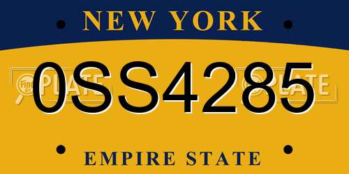 0SS4285 New York License Plate