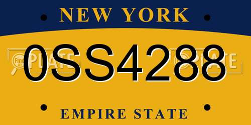 0SS4288 New York License Plate