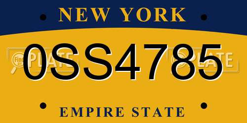 0SS4785 New York License Plate